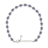 Asfour Crystal Tennis Bracelet With Turquoise Pear & Emerald Zircon In 925 Sterling Silver